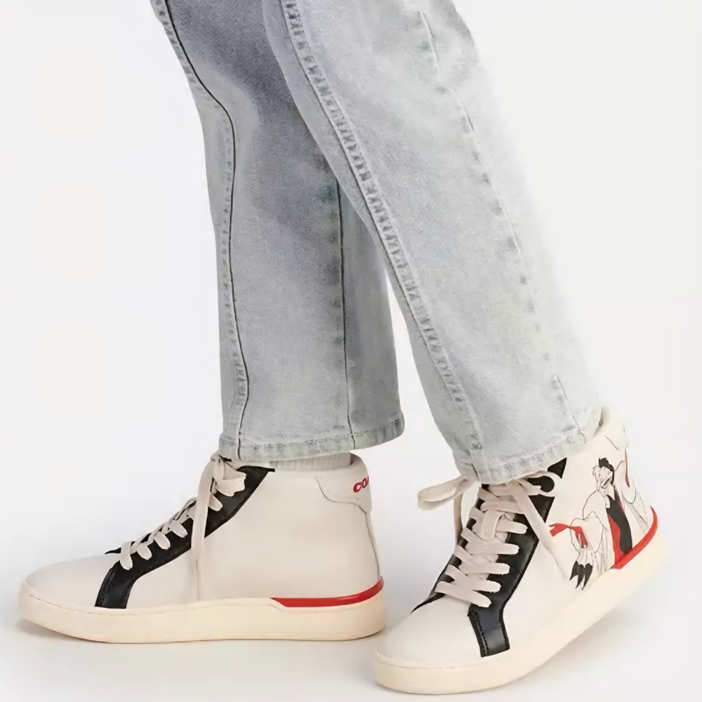 Disney X Coach Clip High Top Sneaker With Cruella Motif US Size 9B (KB) - Picture 2 of 14